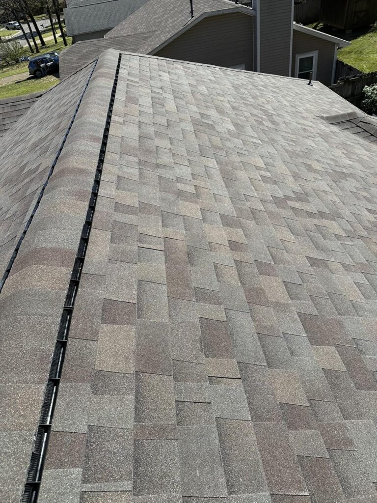 Asphalt shingle roofing installation detail by J Cole Roofing & Construction in Central Arkansas