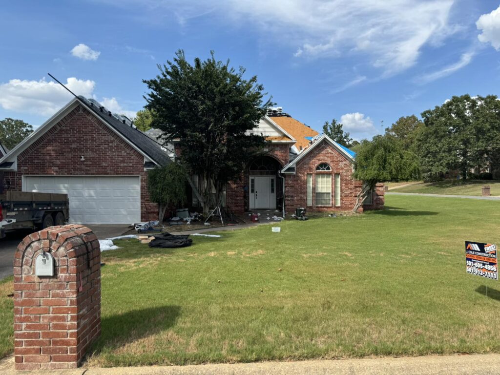 Residential roofing project on brick home by J Cole Roofing & Construction in Austin AR